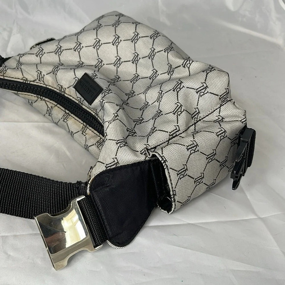 VINTAGE Y2K Lauren Ralph Lauren Black Grey Signature Monogram Shoulder Bag - Picture 7 of 16